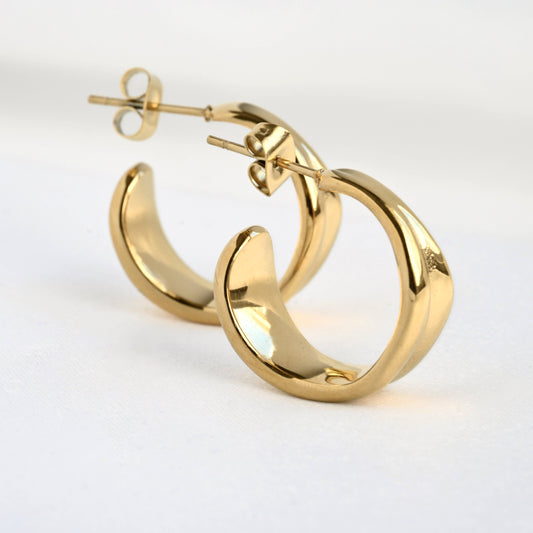 Vintage Style Hoops - 18k Gold Wide Sculptural Hoop Earrings