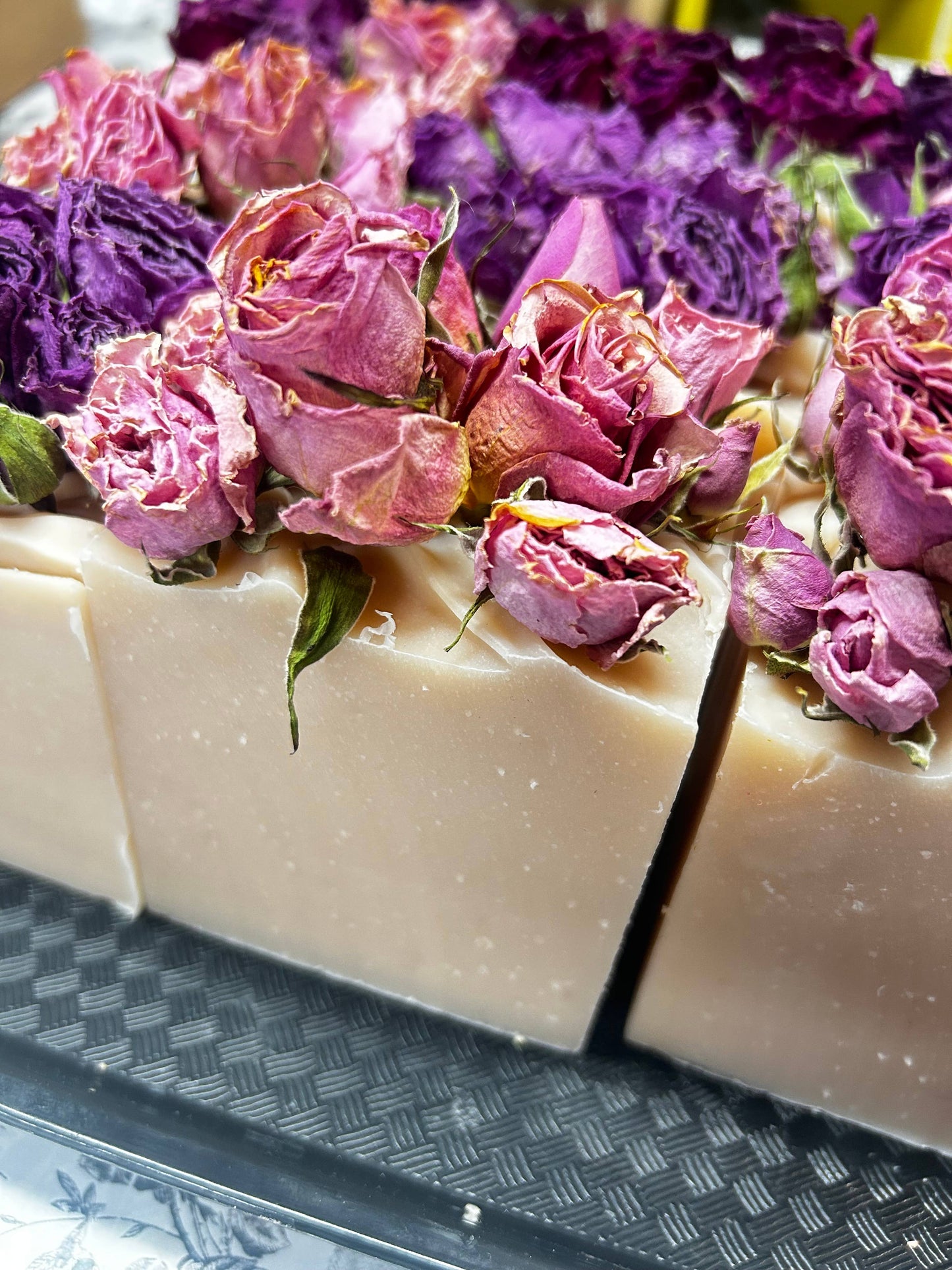 Vintage Style French Block Soap With Dry Flowers