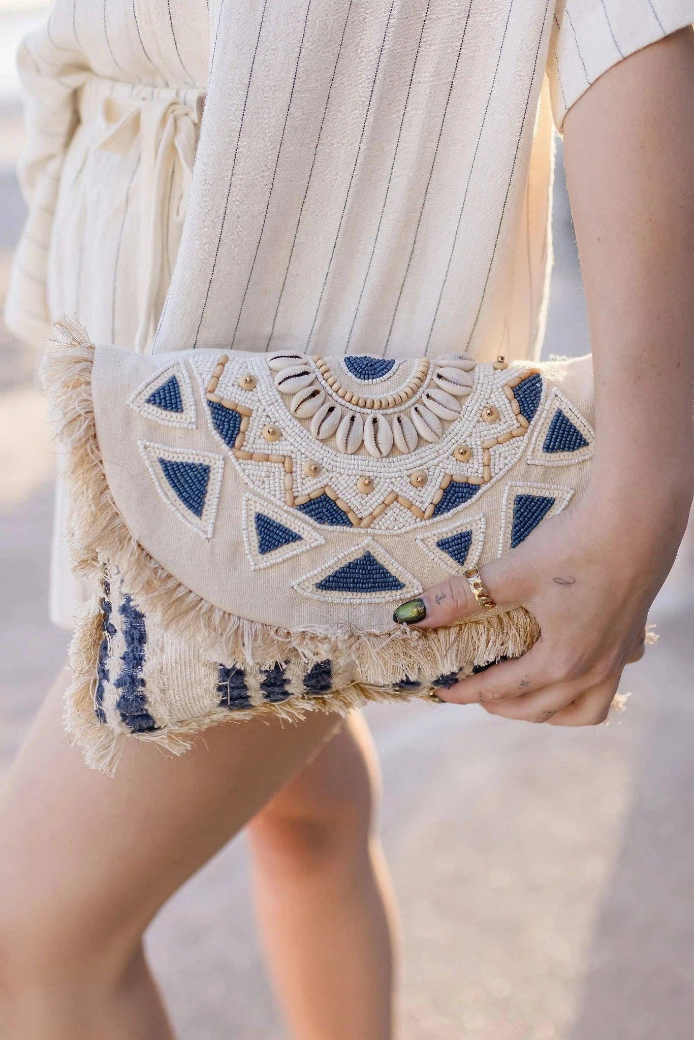 Shells & Beads-Work Fringe over Clutch