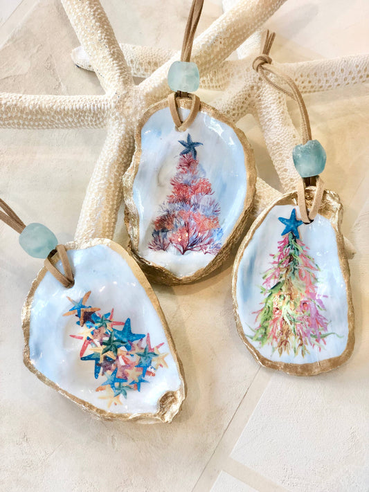 Coastal Christmas Tree Ornament - Oyster Shell