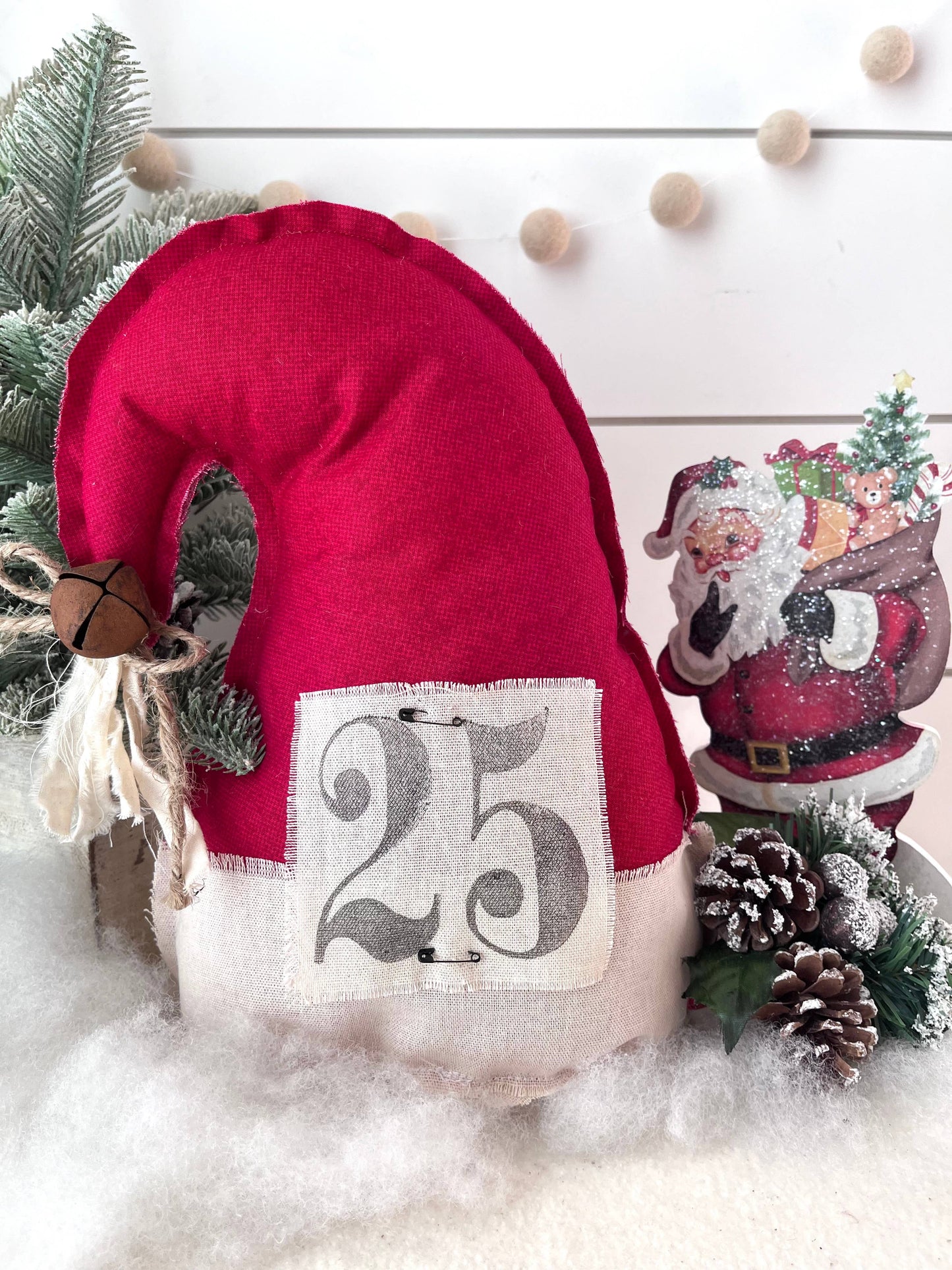 Large Primitive Santa Hat Christmas Home Decor