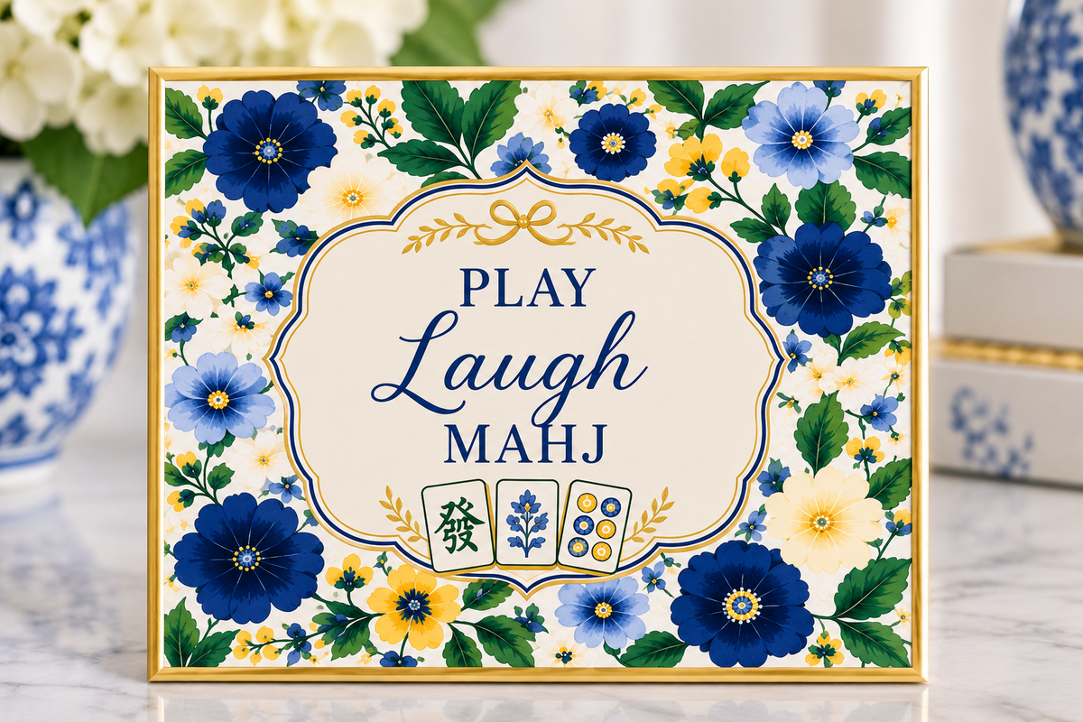 Southern Tiles Society Mahjong Card Sleeve – Floral 3-Panel
