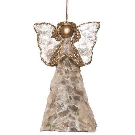 4.5" Capiz Angel Ornament (Gold)