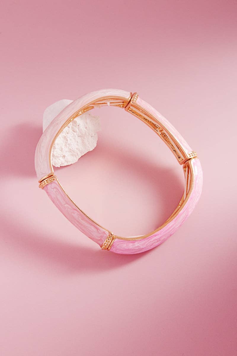 Square Color Ename Bangle Style Stretch Bracelet