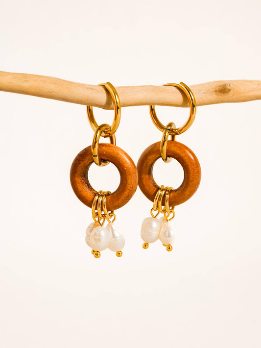 Valesse 18K Gold Non-Tarnish Pearl Drop Earrings