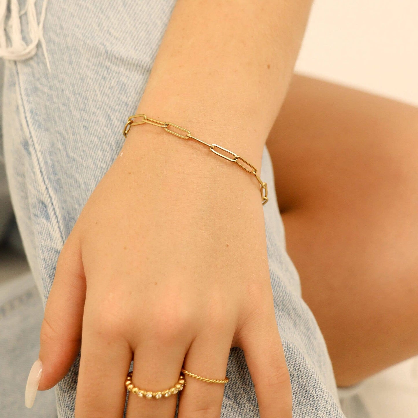 Stainless Steel Paperclip Chain Bracelet