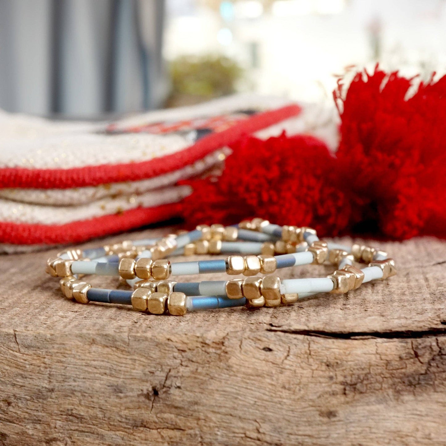 Layered Colorful and Gold Beaded Bracelets Sets
