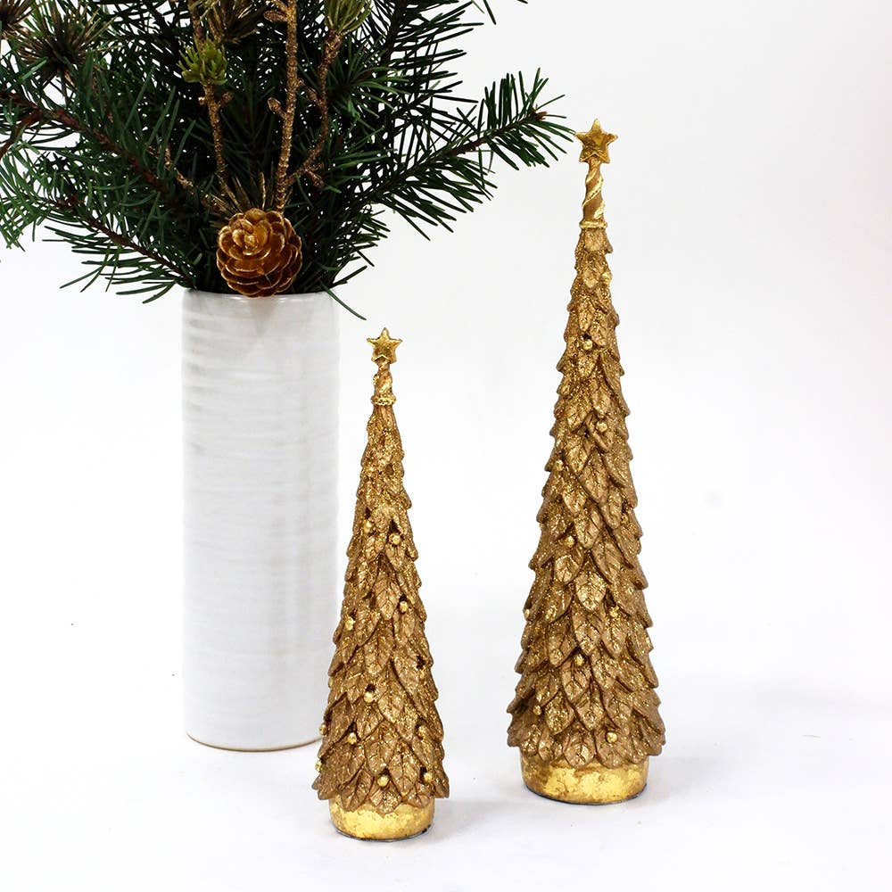 Holly Slim Tree w/Star (Antique Gold)