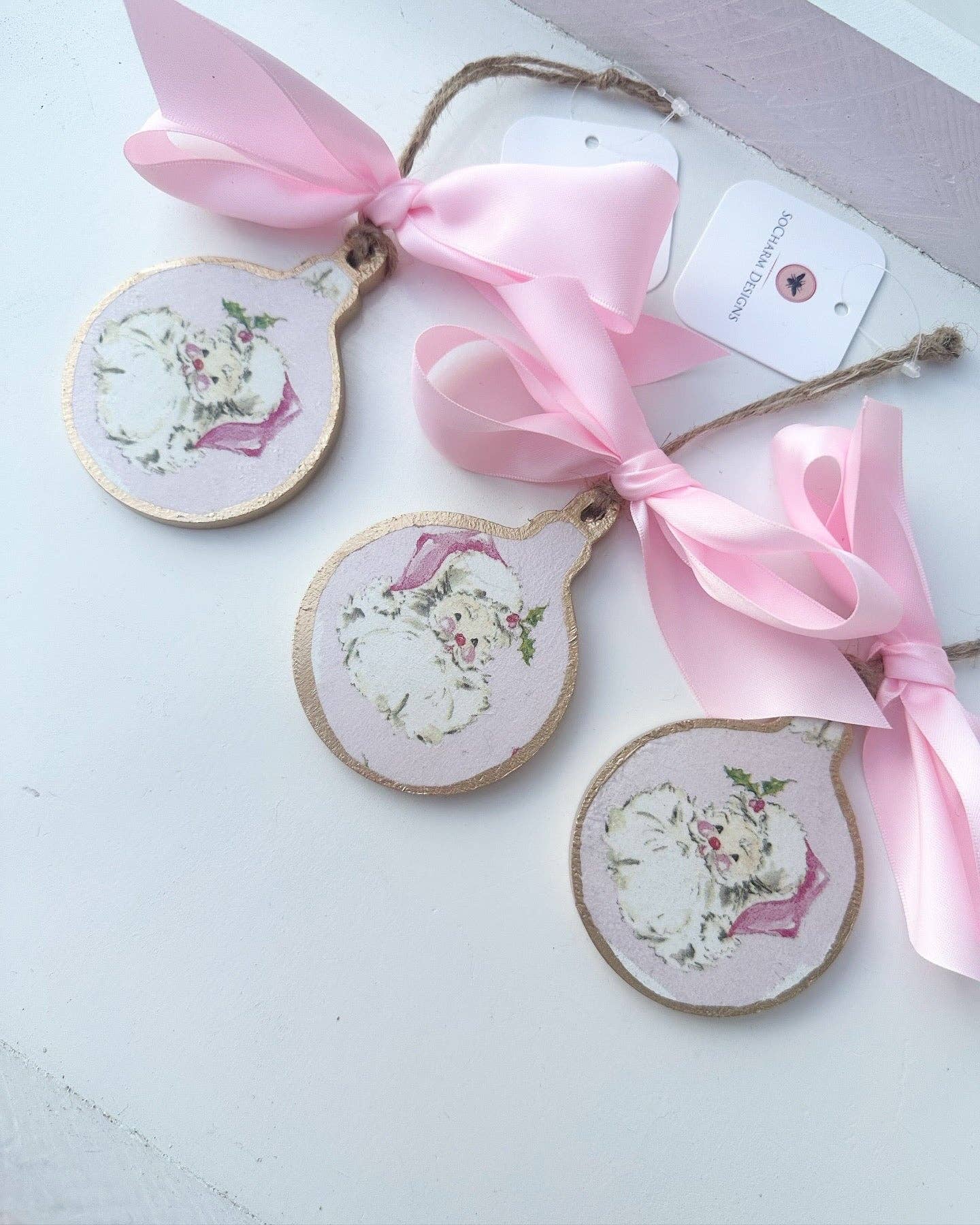 Pink Santa Bauble Ornament