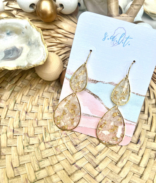 Clara Dangles ~ Crushed Oyster Earrings