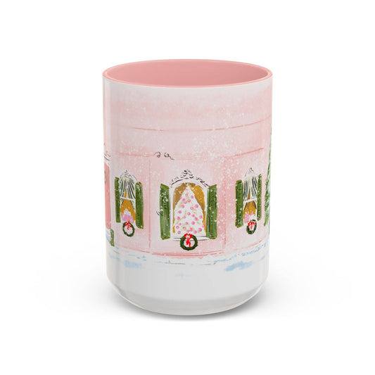 PINK CHRISTMAS TREE WINDOW MUG- CHRISTMAS WINDOW 