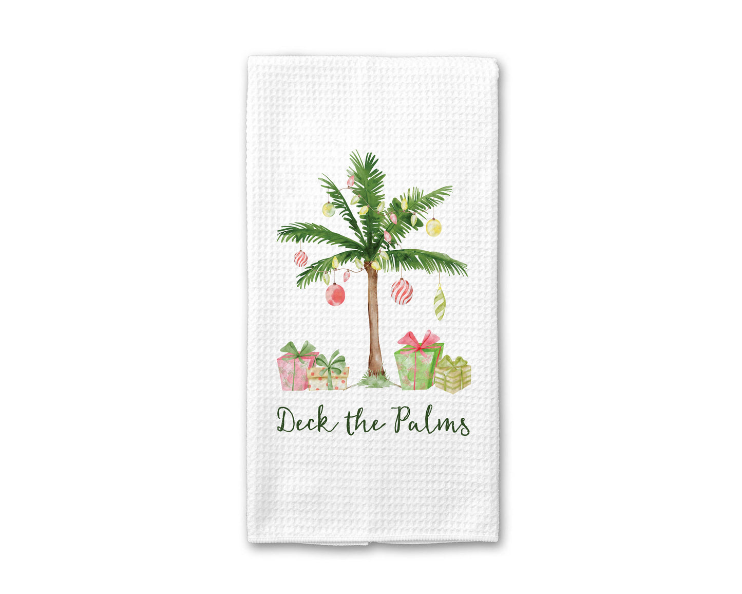 Deck the Palms Towel, Christmas in July Decor, Hand Towel