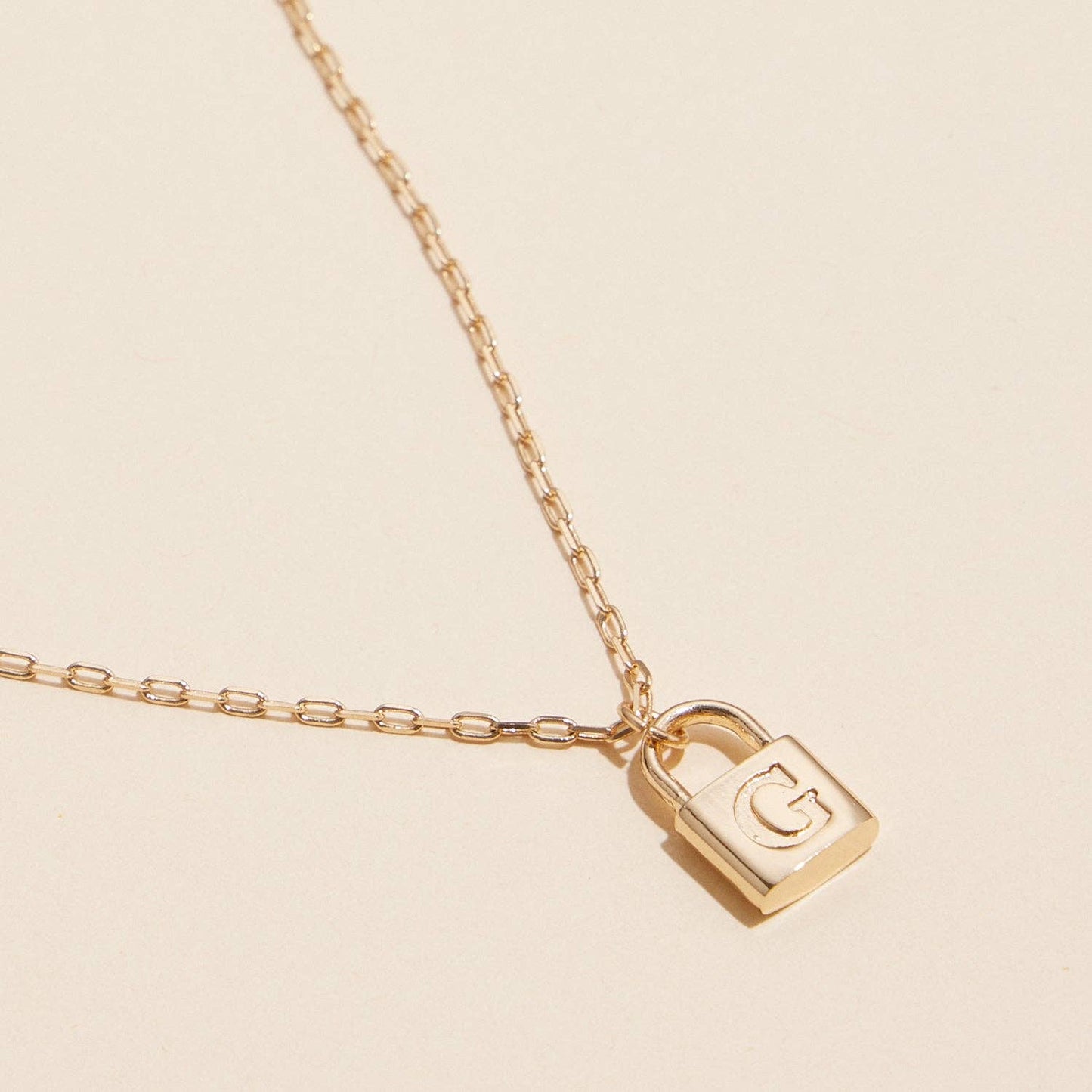 Golden Initial Lock Pendant Necklace