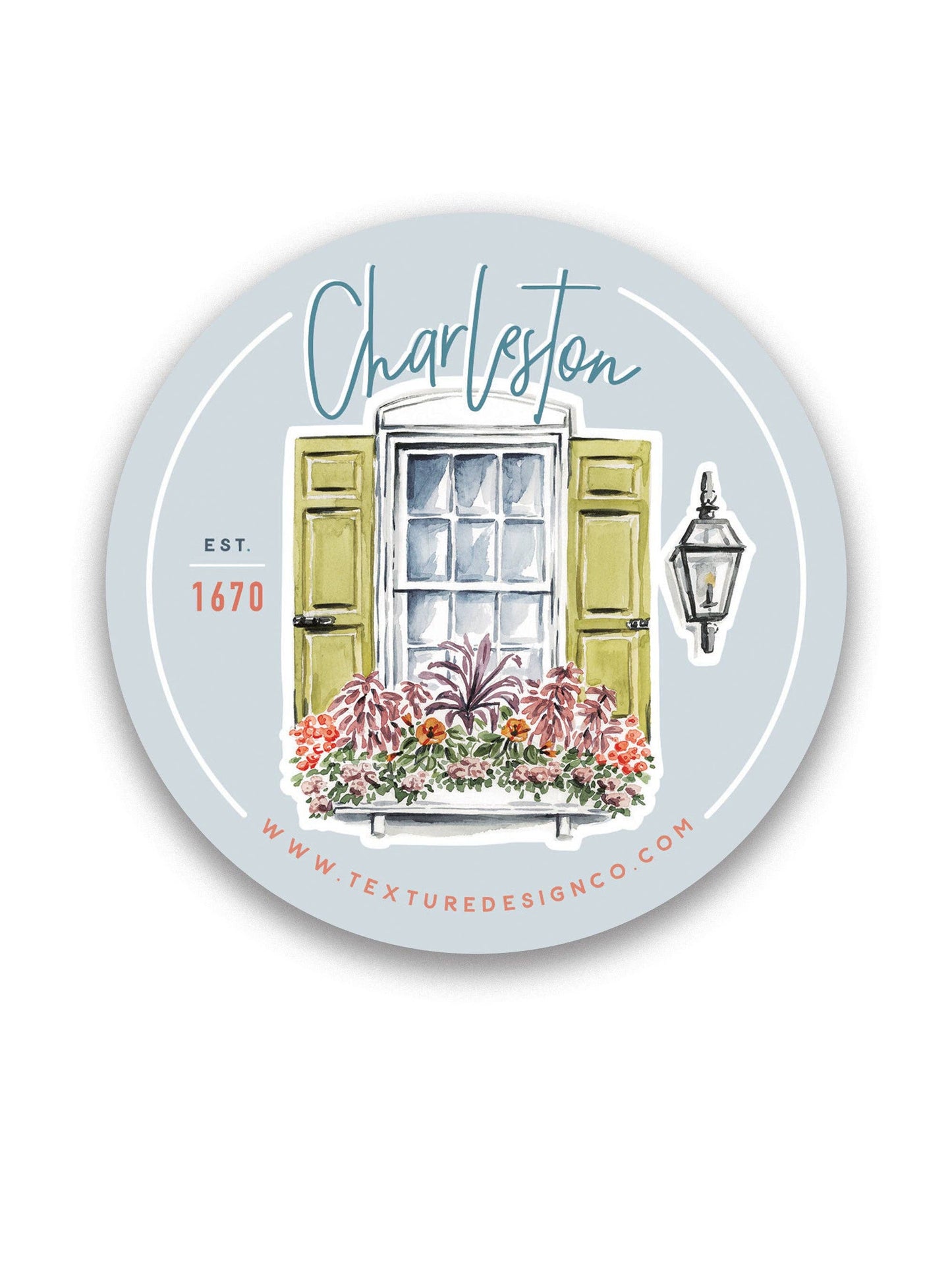 The Charleston Flower Box Sticker in Blue