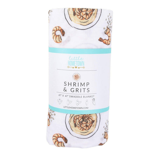 Shrimp and Grits Baby Muslin Swaddle Receiving Blanket Perfect Baby Shower Essential