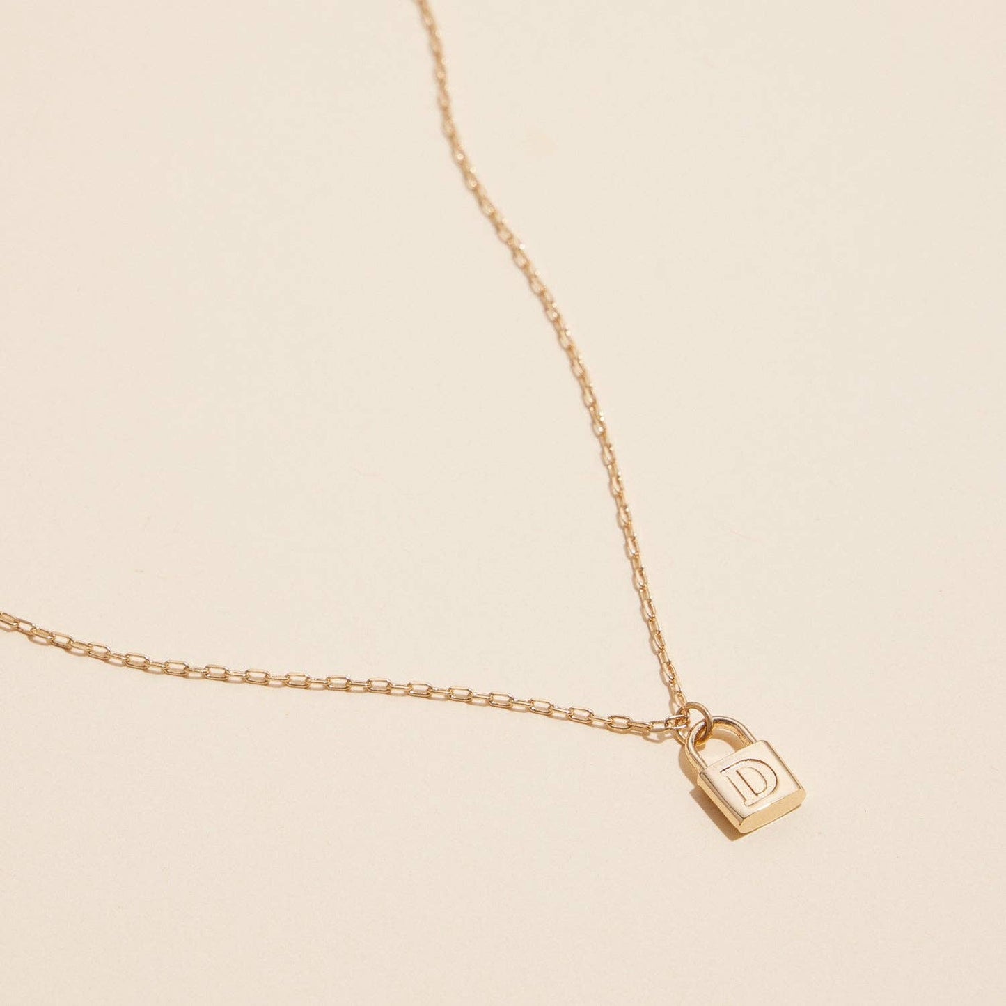 Golden Initial Lock Pendant Necklace