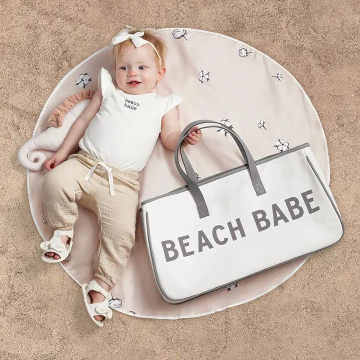 White Canvas Tote - Beach Babe