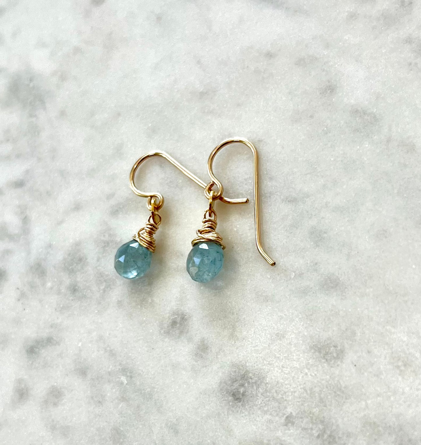 Moss aquamarine mini disc earrings