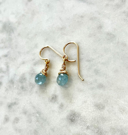 Moss aquamarine mini disc earrings