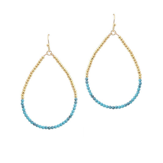 Dainty Agate Stone Beaded Teardrop Dangle Earring