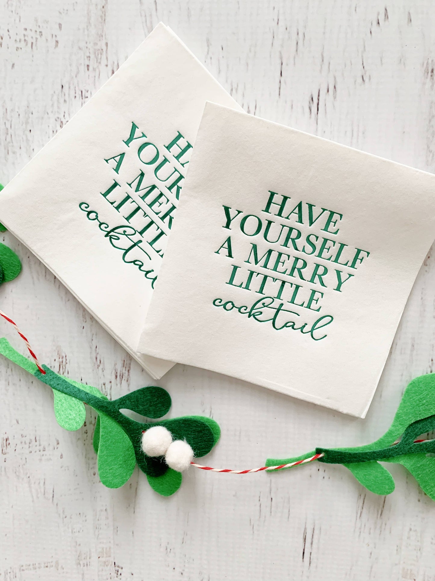 Merry Little Cocktail Napkins - Green
