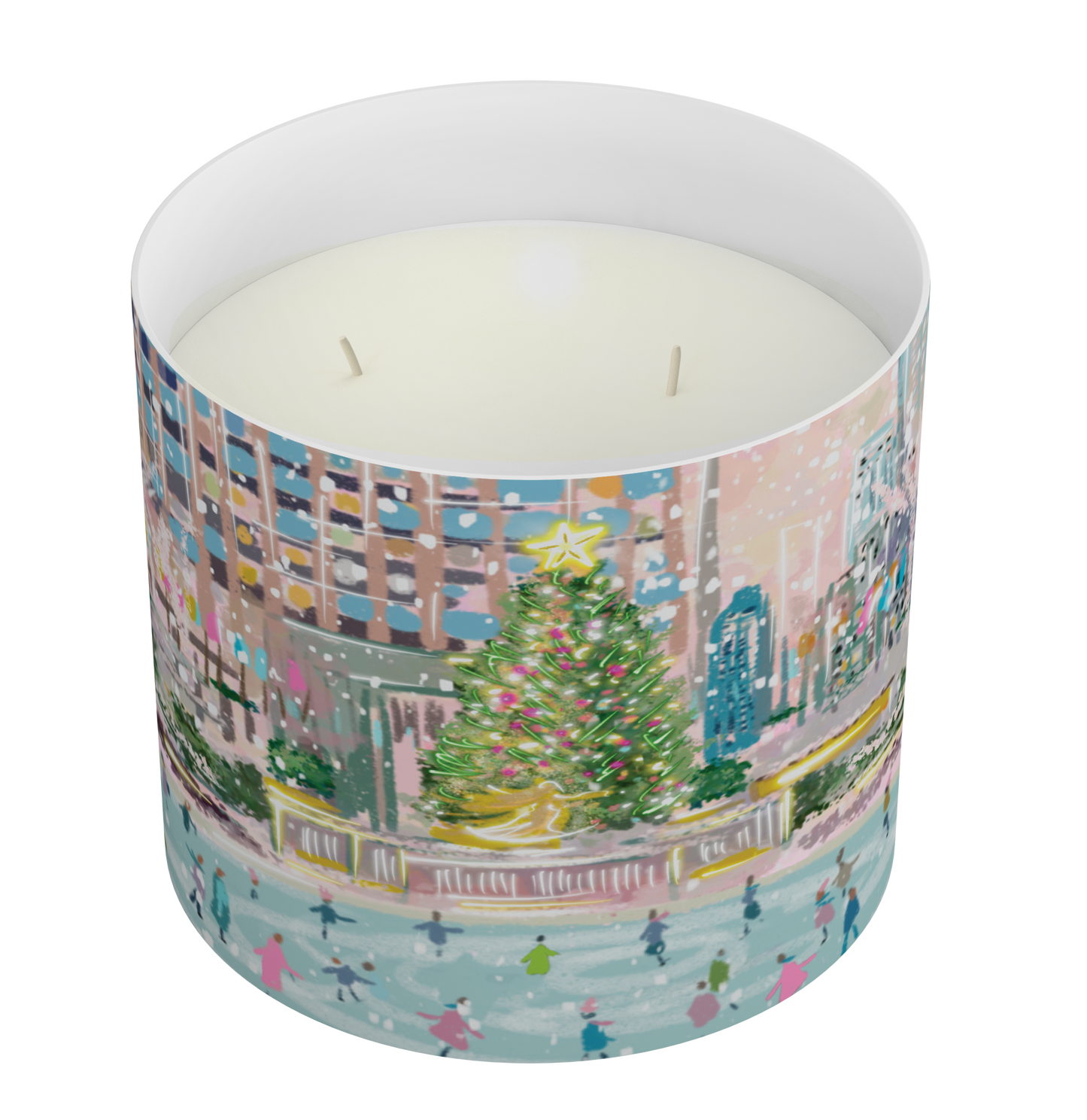Christmas Time City| Hand Illustrated Soy Candle|Double Wick