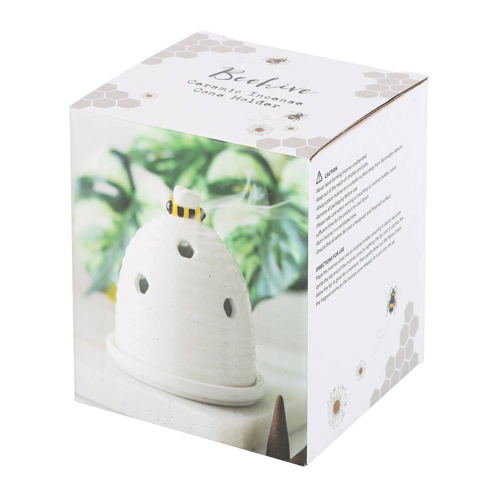 White Beehive Incense Cone Holder