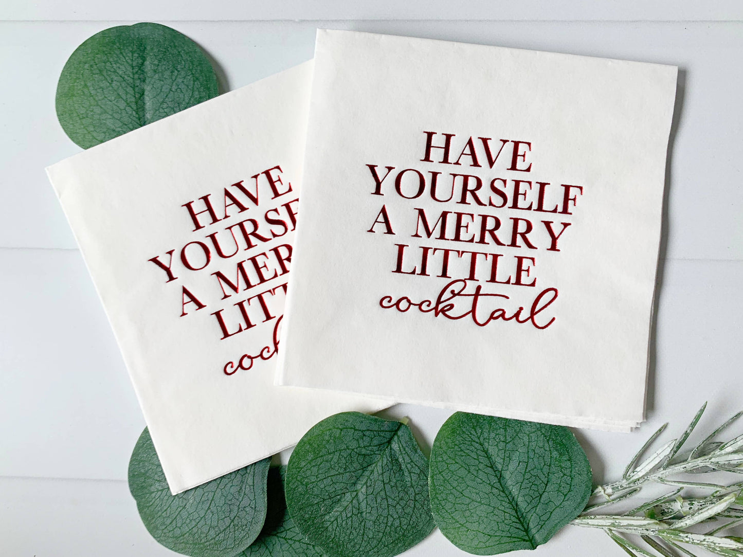 Merry Little Cocktail Napkins - Red
