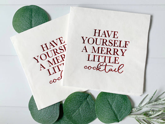 Merry Little Cocktail Napkins - Red