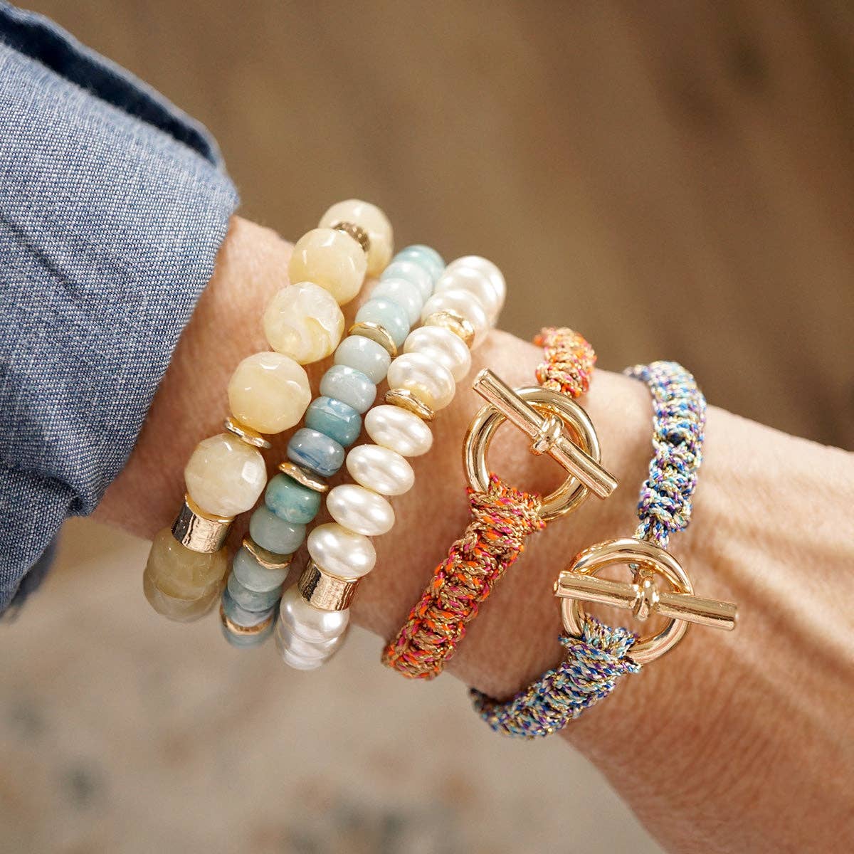 Statement Cord Bracelet – Braided Gold Toggle Bracelet