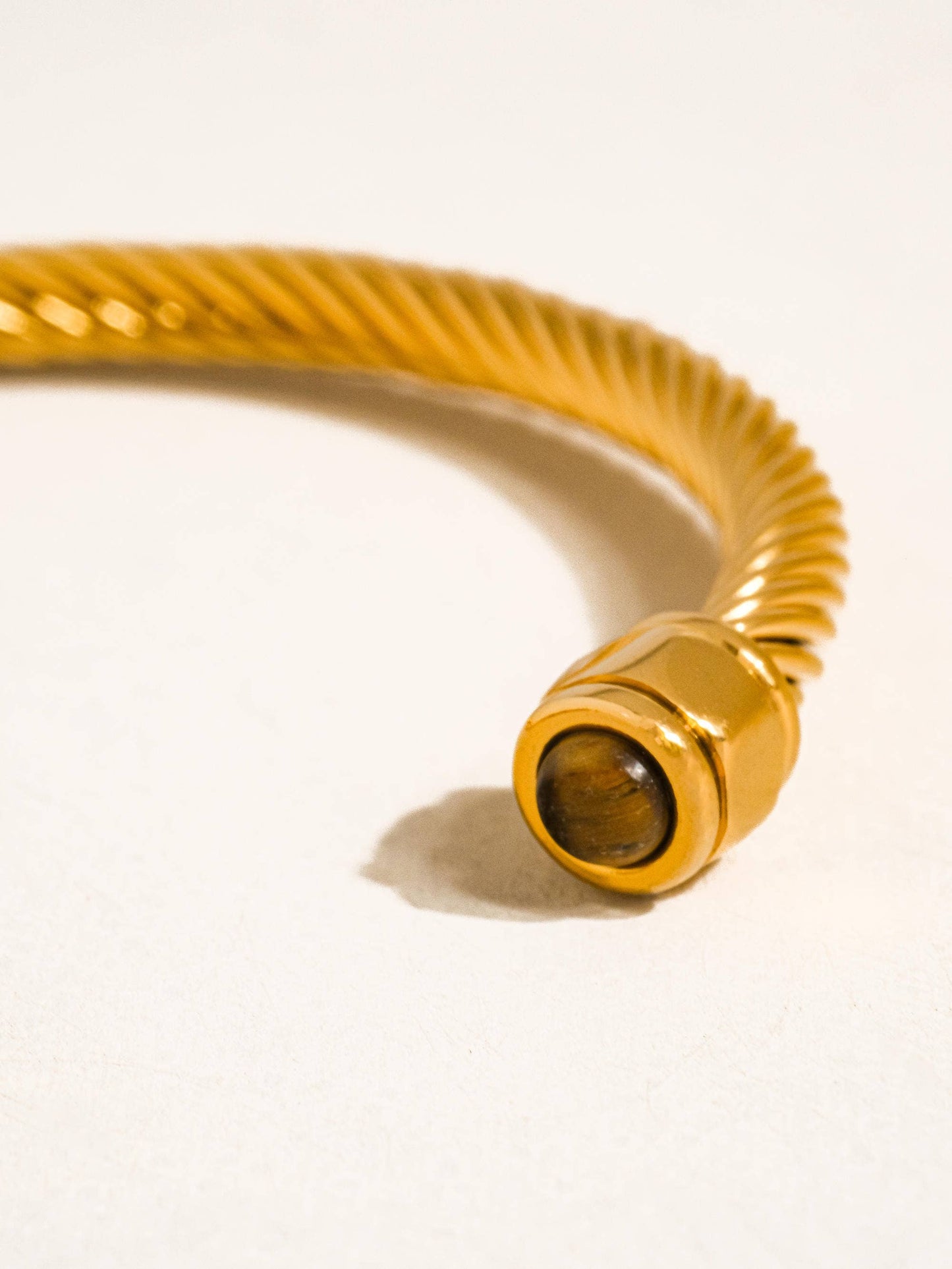 Vail 18K Gold Non-Tarnish Stone Braided Bangle