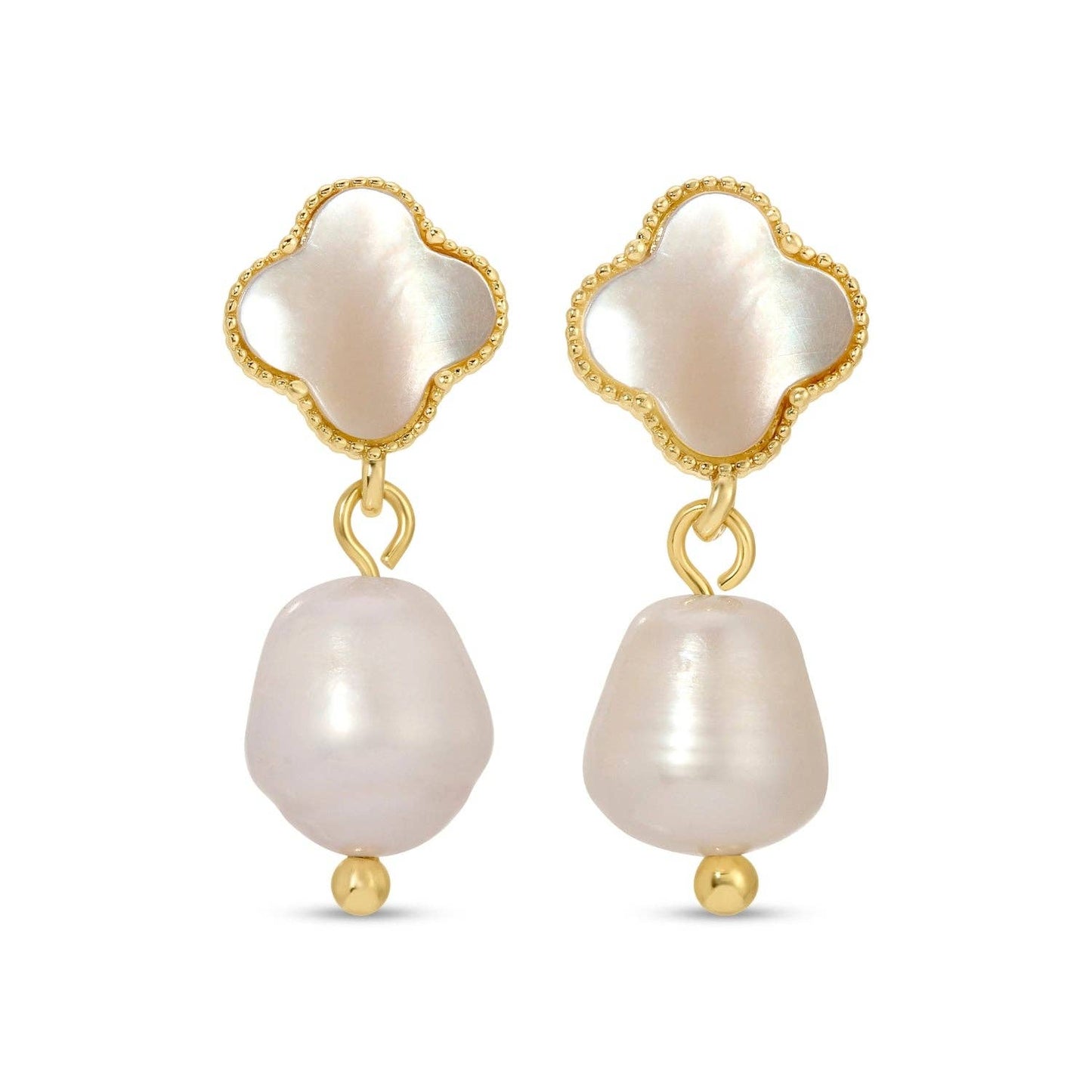 Clover With Pearl Drop Earrings