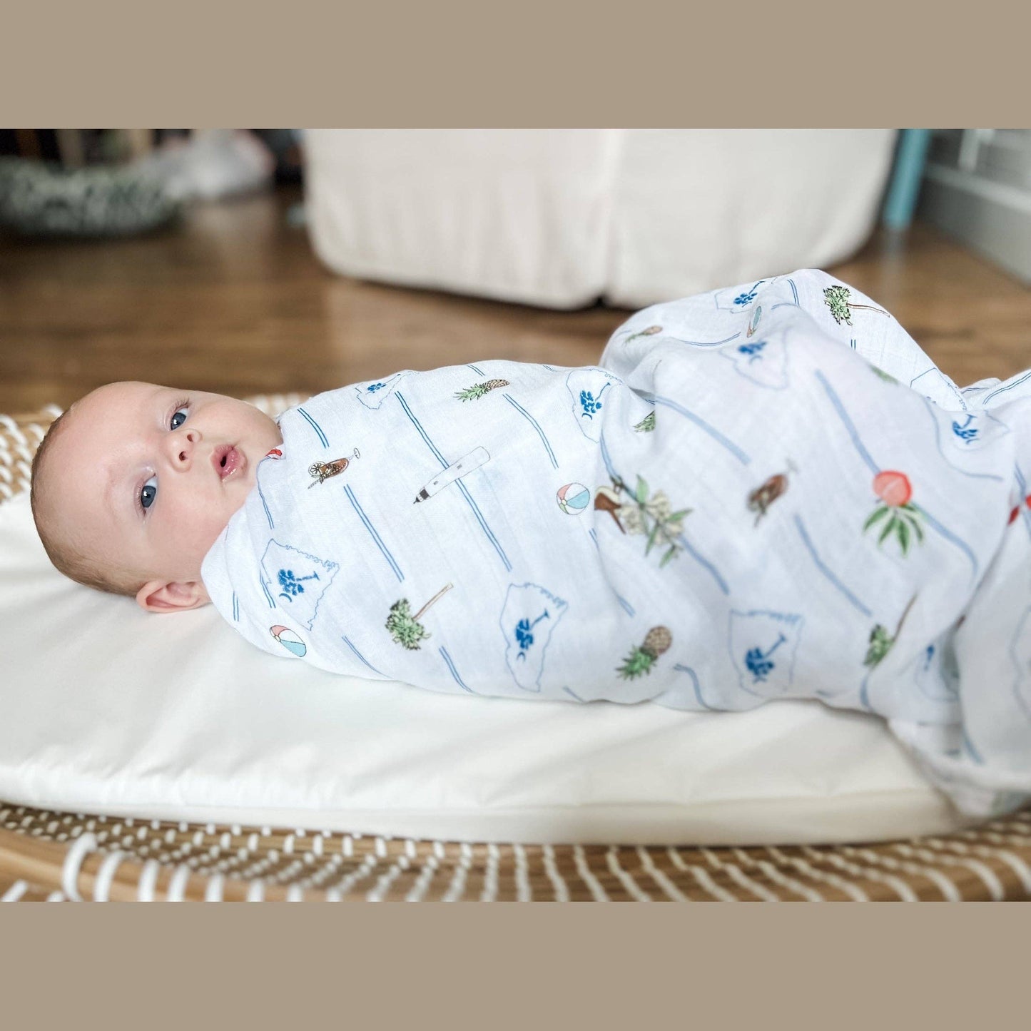 South Carolina Baby Muslin Swaddle Receiving Blanket Made to Grow with Your Little One