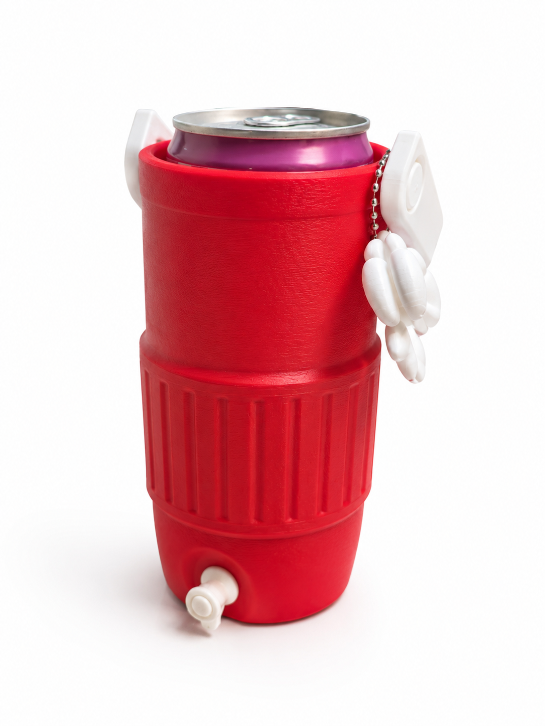SKINNY Red and White 12 oz Can Cooler with Handle