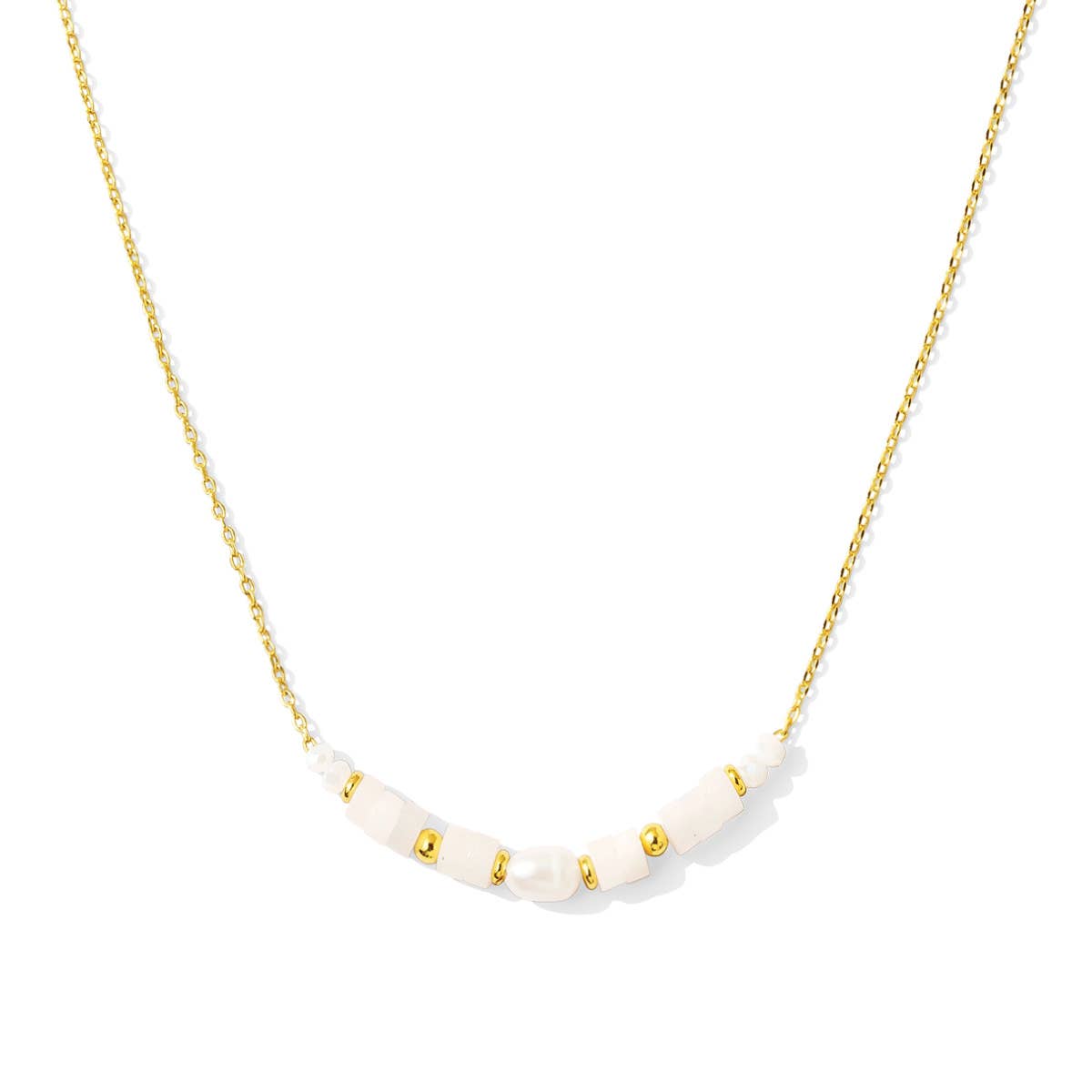 Sweet and Delicate Pearl and Stone Necklace