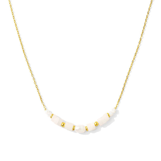 Sweet and Delicate Pearl and Stone Necklace