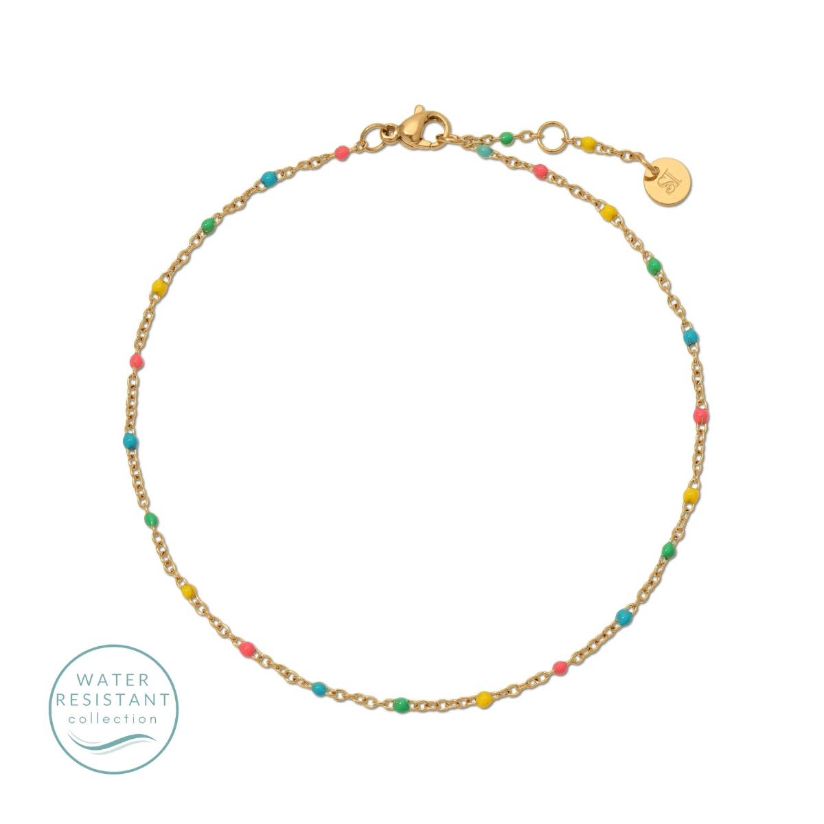 Sweetly Colored Delicate Chain Anklet, Water Resistant