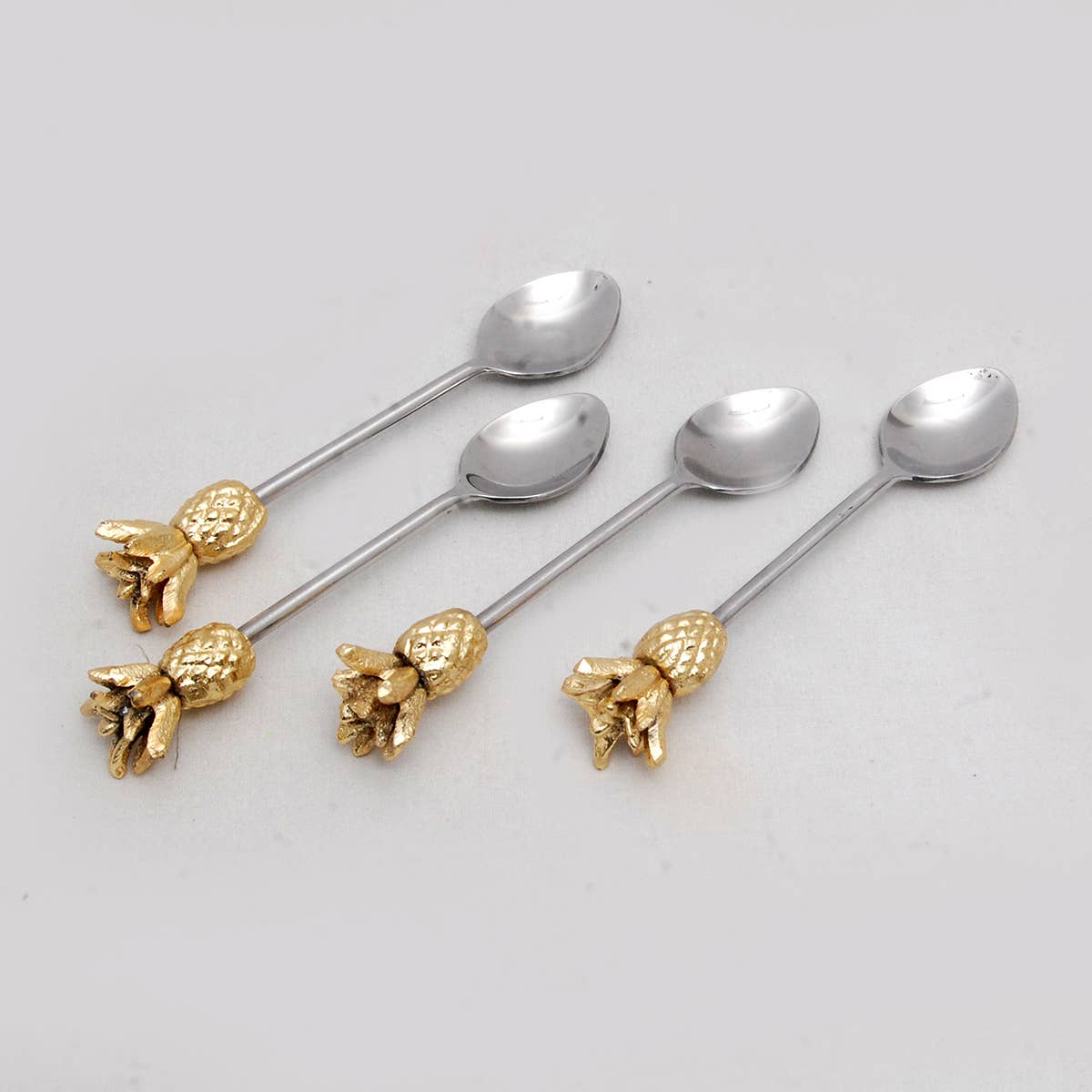Gold Pineapple Spoons Set, Stainless Steel