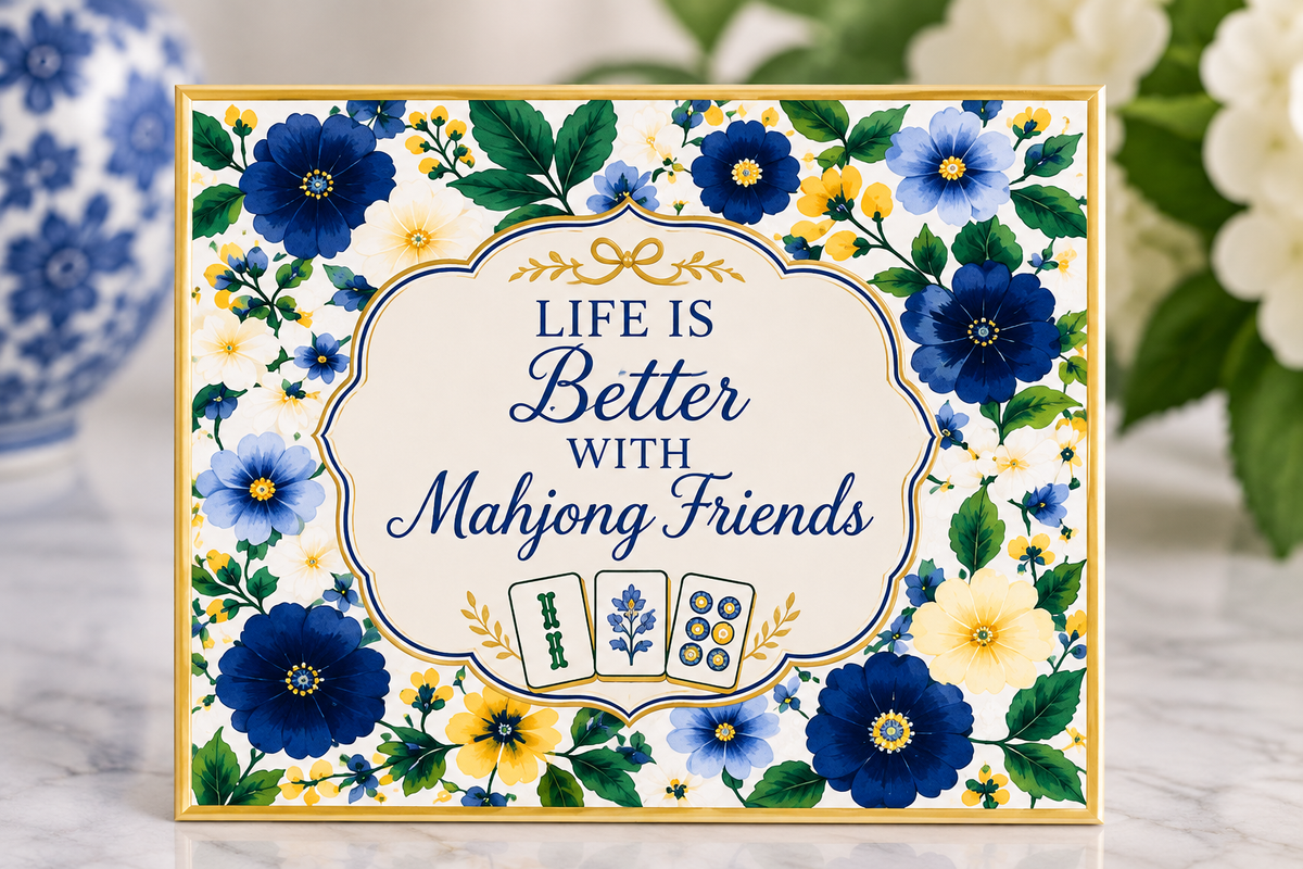 Southern Tiles Society Mahjong Card Sleeve – Floral 3-Panel