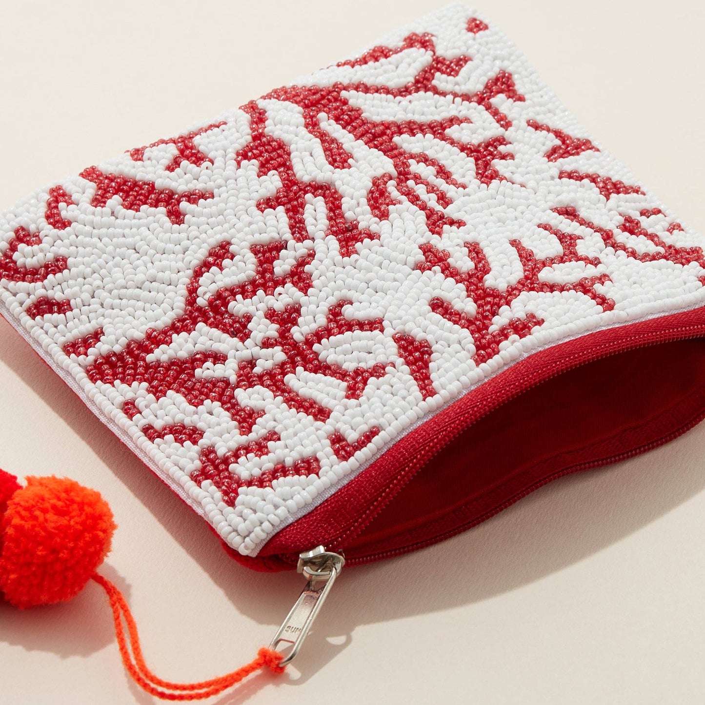 Sea Corals Seed Bead Canvas Pouch