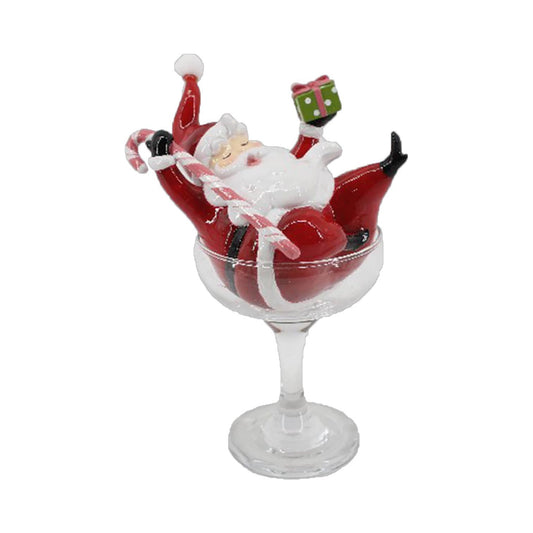 Retro Santa in Martini Glass Decoration