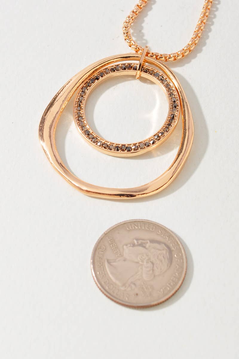 Double Circle Pendant Chain Necklace