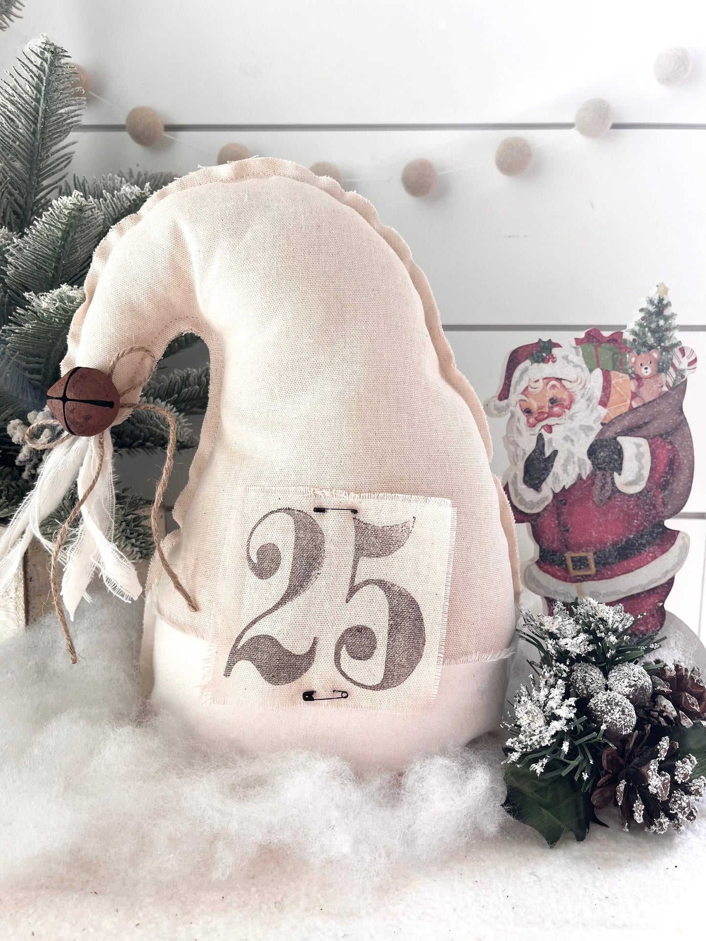 Large Primitive Santa Hat Christmas Home Decor