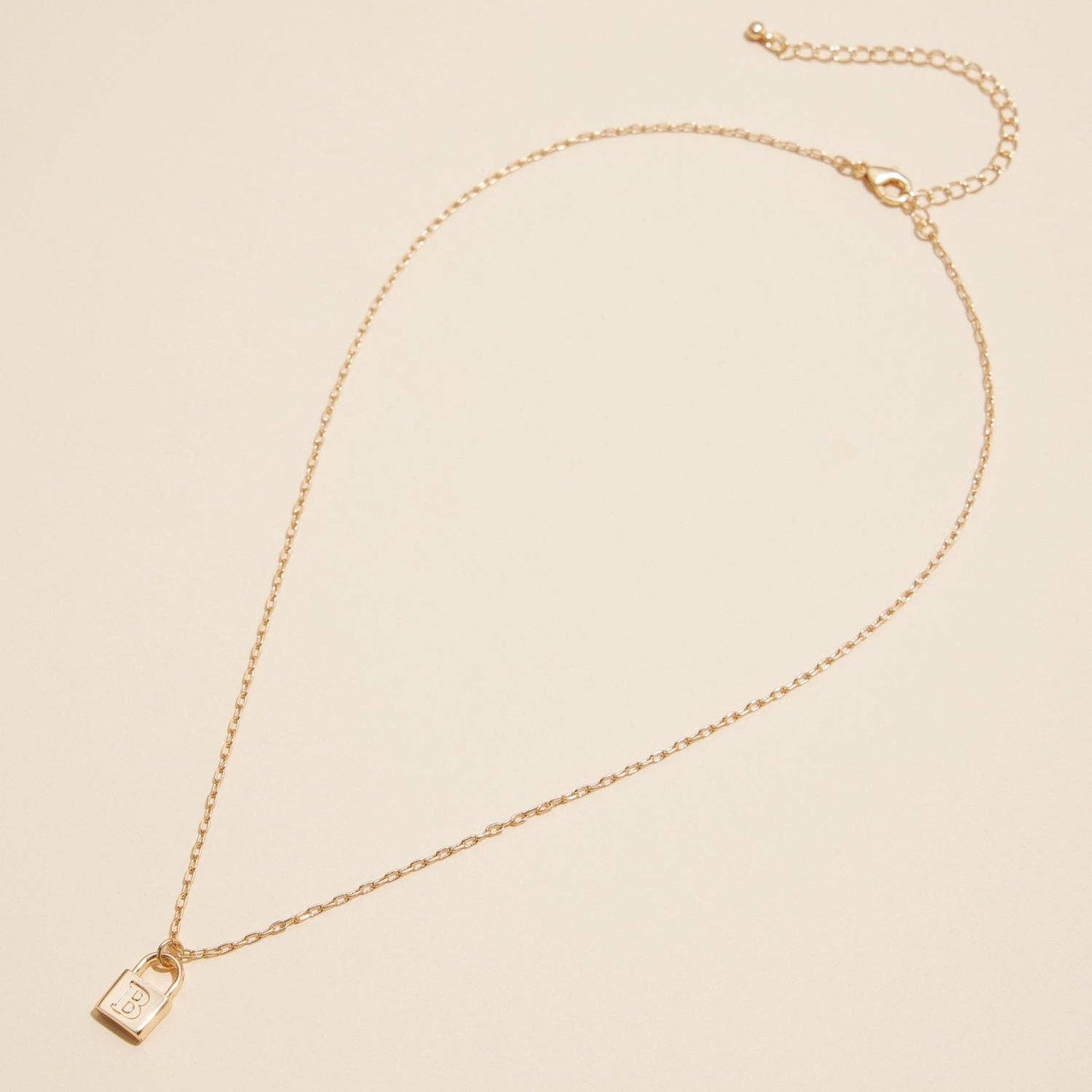 Golden Initial Lock Pendant Necklace