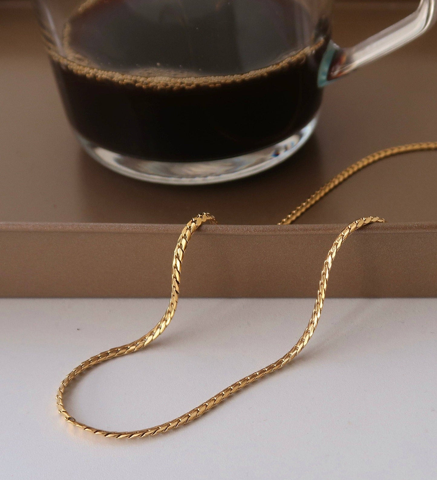 3.5mm 18K Gold Filled Curb Chain Necklace, Cuban Link Neckla