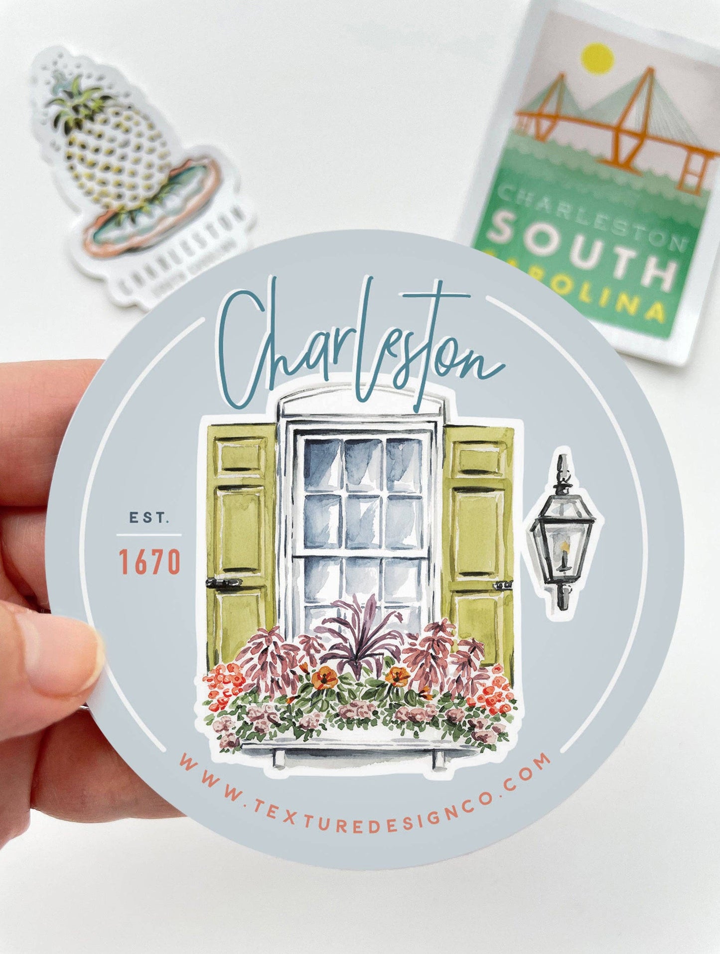 The Charleston Flower Box Sticker in Blue