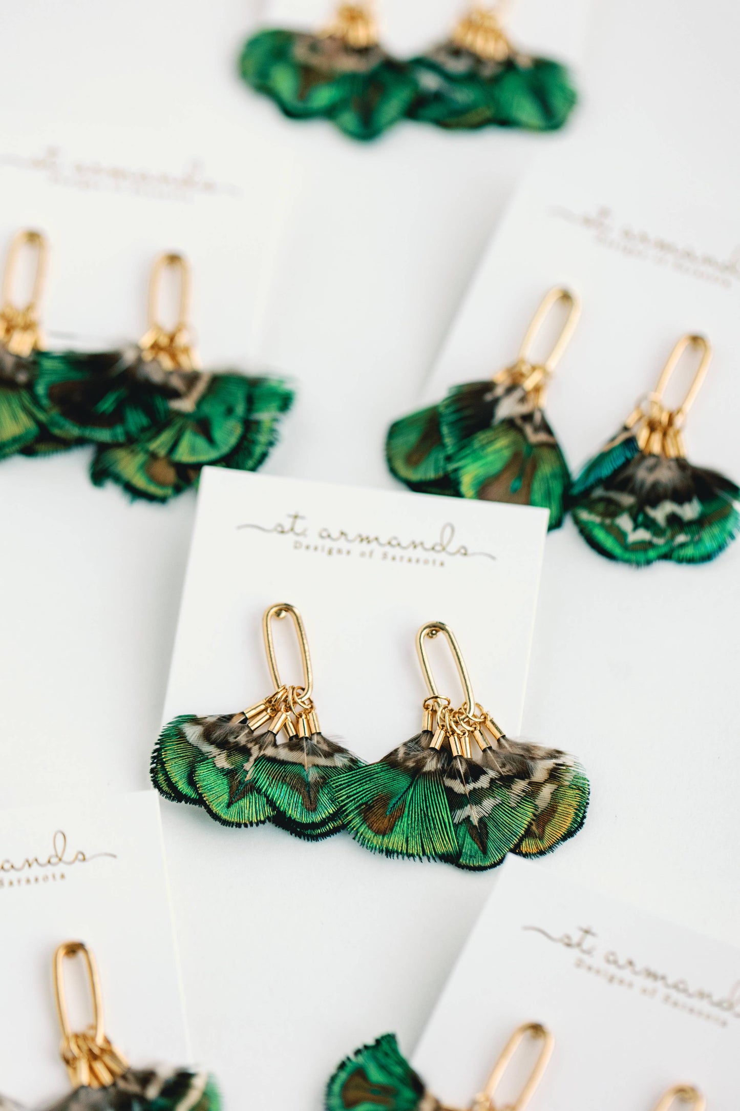 Mallard Fall Feather Tassel Statement Earrings