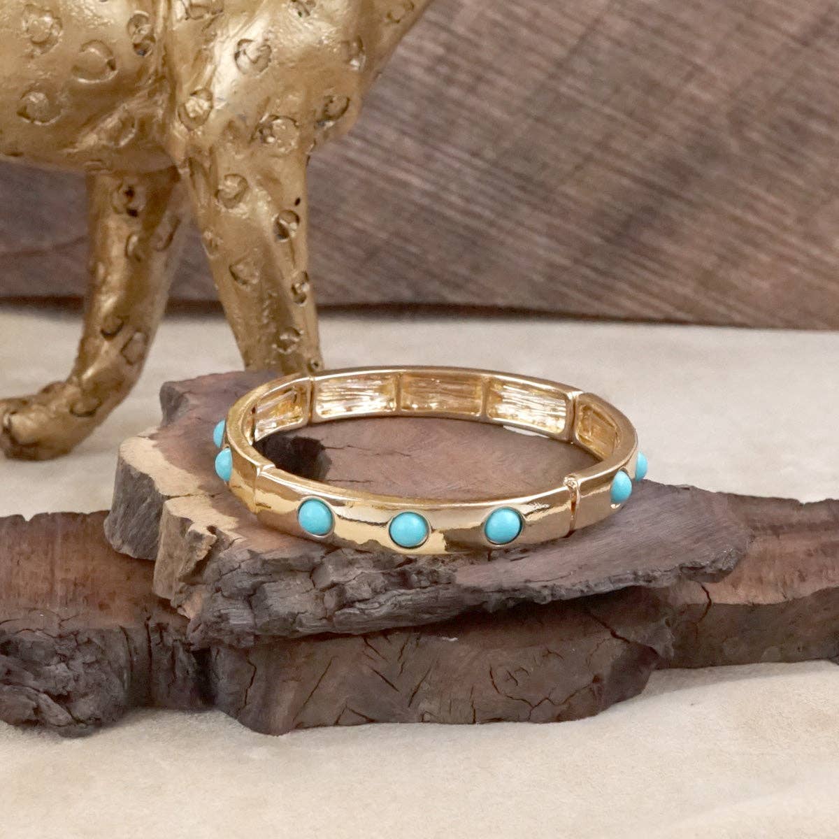 Golden Loop – Turquoise Eternity Stretch Bangle