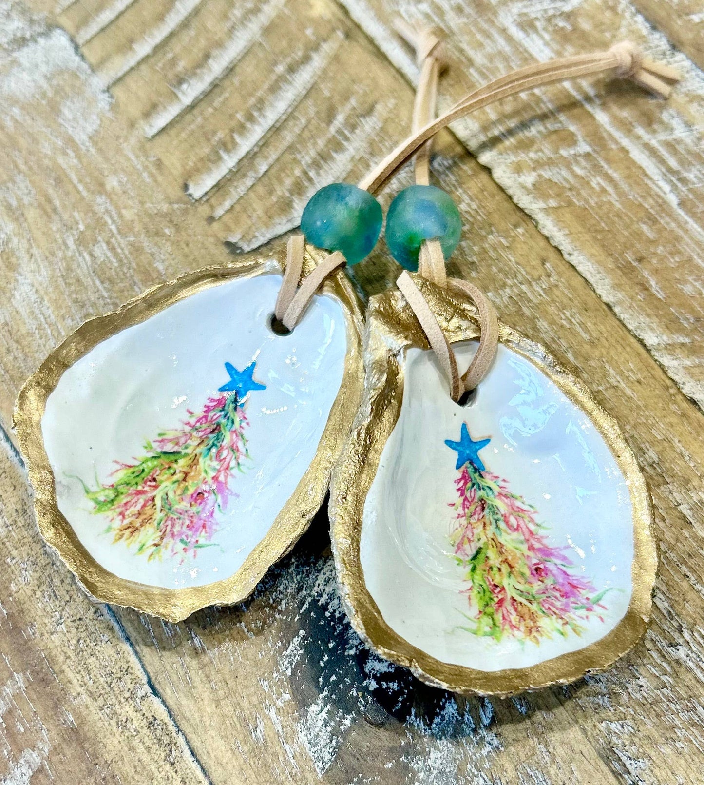 Coastal Christmas Tree Ornament - Oyster Shell