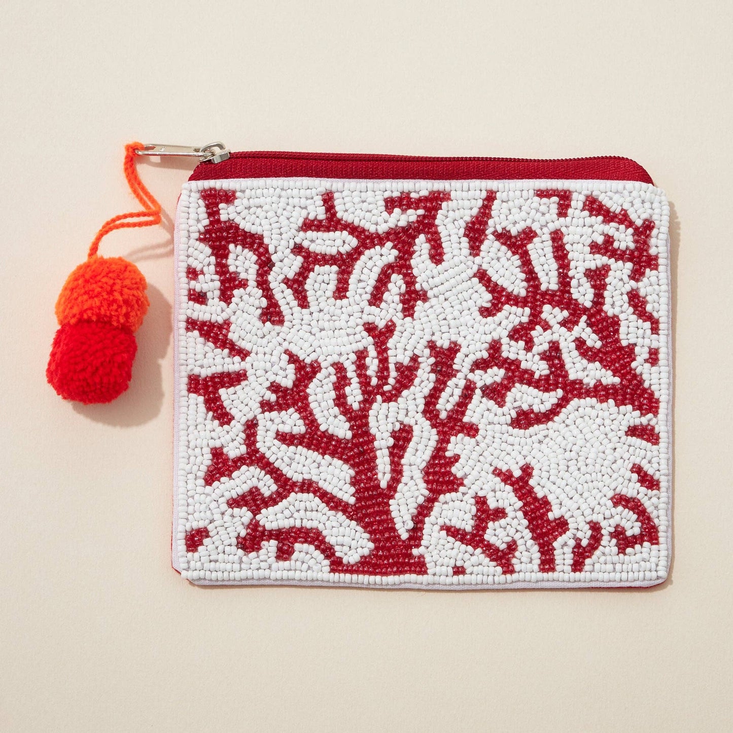 Sea Corals Seed Bead Canvas Pouch